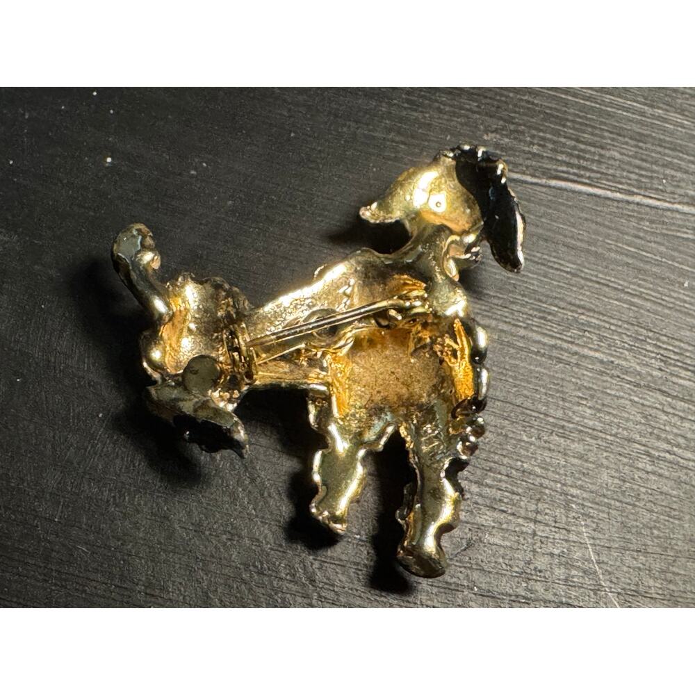 Vintage Poodle Brooch w/ Rhinestone Eyes & Collar - Picture 3 of 4